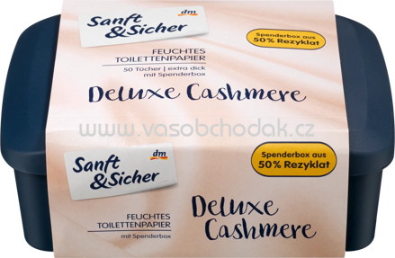 Sanft&Sicher Feuchtes Toilettenpapier Deluxe Cashmere Kunststoffbox, 50 St