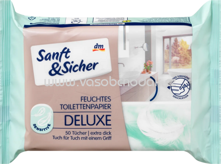 Sanft&Sicher Feuchtes Toilettenpapier Deluxe Sensitive, 50 St