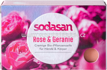 Sodasan Feste Seife Rose & Geranie, 100g, 1 St