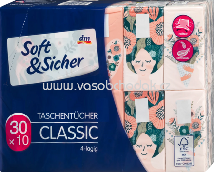 Soft&Sicher Taschentücher, 30x10 Stück, 300 St