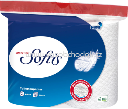 Softis Toilettenpapier, 4-lagig, 4x100 Blatt, 4 Rollen