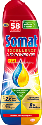 Somat Excellence Duo Power Gel Anti Fett Zitrone & Limette, XXL, 58 Wl, 928 ml
