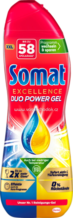 Somat Excellence Duo Power Gel Anti Fett Zitrone & Limette, XXL, 58 Wl, 928 ml