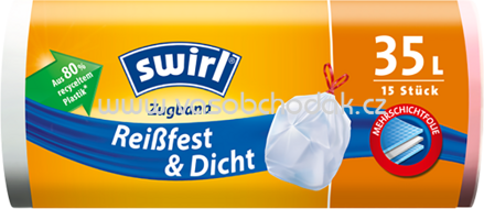 Swirl Reißfest & Dicht Zugband Müllbeutel, 35l, 15 St