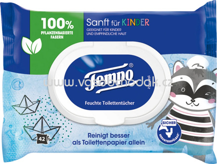 Tempo Feuchte Toilettentücher Sanft für Kinder, 42 St