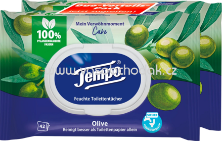 Tempo Feuchtes Toilettenpapier Mein Verwöhnmoment Care Olive, 2x42 St, 84 St