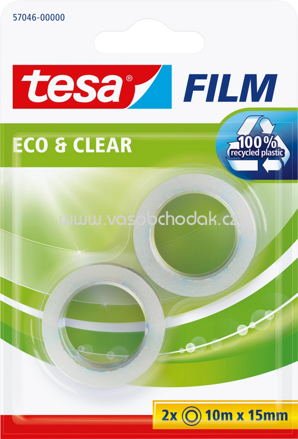 Tesa ecoLogo Mini-Abroller inklusive Klebefilm Eco & Clear, Nachfüllpack, 2 St