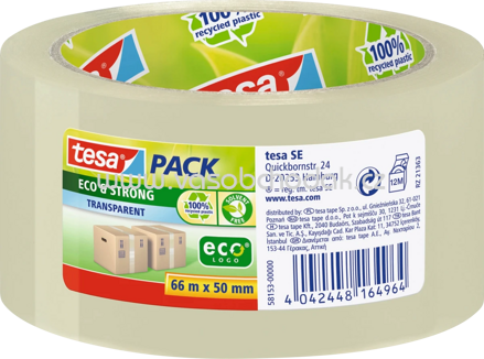 Tesa Pack-Klebeband Eco & Strong, transparent, 66 m