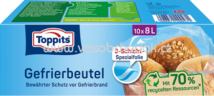 Toppits Gefrierbeutel, 8l, 10 St