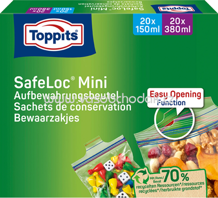 Toppits SafeLoc Mini Beutel, 20x150 ml, 20x380 ml, 40 St