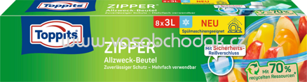 Toppits Zipper Allzweck Beutel, 3l, 8 St