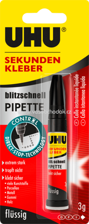 UHU Sekundenkleber blitzschnell Pipette flüssig, 3g