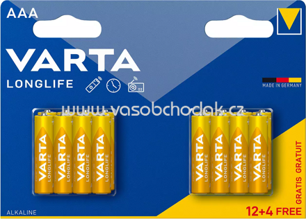 Varta Alkaline Batterien Longlife AAA, 16 St