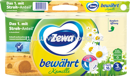 Zewa Toilettenpapier bewährt Kamille, 3-lagig, 150 Blatt, 8 - 24 Rollen