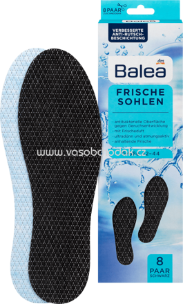 Balea Einlegesohlen Frische schwarz, Größe 42-44 (8 Paar), 16 St