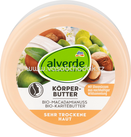 Alverde NATURKOSMETIK Körperbutter Bio-Macadamianuss und Bio-Karitébutter, 200 ml