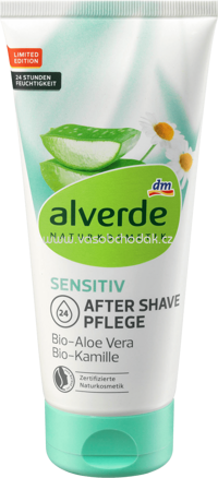 Alverde NATURKOSMETIK After Shave Sensitiv Pflege Bio-Aloe Vera, Bio-Kamille, 150 ml