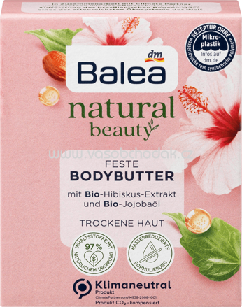 Balea Natural Beauty feste Bodybutter Bio-Hibiskusextrakt & Bio-Jojobaöl, 40 g