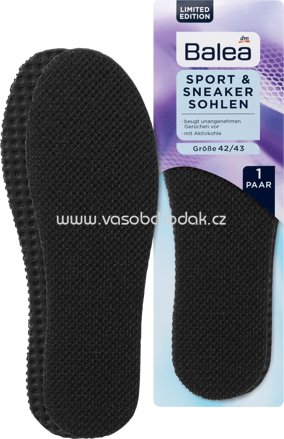 Balea Sport- & Sneakersohlen schwarz Größe 42/43, 1 Paar
