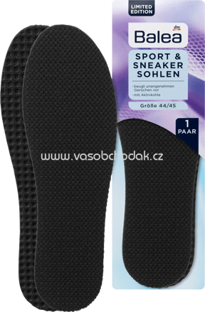 Balea Sport- & Sneakersohlen schwarz Größe 44/45, 1 Paar