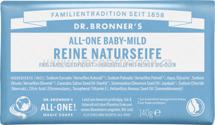 Dr.Bronner's Seifenstück Reine Naturseife all-one Baby-Mild, 140g