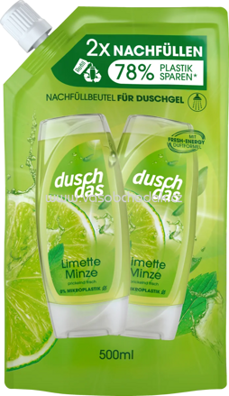 Duschdas Duschgel Limette Minze Nachfüllpack, 500 ml