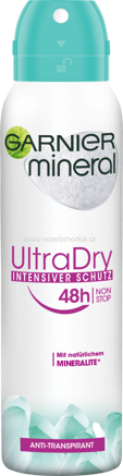 Garnier Mineral Deo Spray Antitranspirant Mineral Ultra Dry 48h, 150 ml