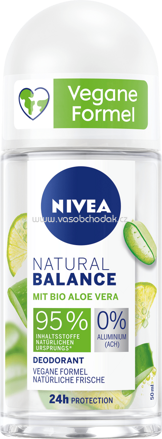 NIVEA Deo Roll On Deodorant Natural Balance Aloe Vera, 50 ml