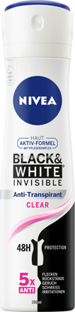 NIVEA Deo Spray Antitranspirant Black&White Invisible, 150 ml