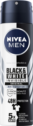 NIVEA MEN Deo Spray Antitranspirant Black & White Invisible, 150 ml