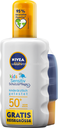 NIVEA SUN Sonnenspray Kids Schutz & Pflege sensitiv LSF 50+ incl. gratis Mini, 200 ml