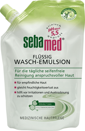 Sebamed Flüssigseife Waschemulsion seifenfrei Olive Nachfüllpack, 400 ml