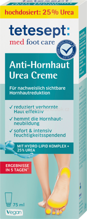 Tetesept Fuß- Creme Anti Hornhaut mit 25% Urea, 75 ml