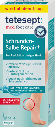 Tetesept Fuß-Creme, Schrundensalbe Repair+, 60 ml