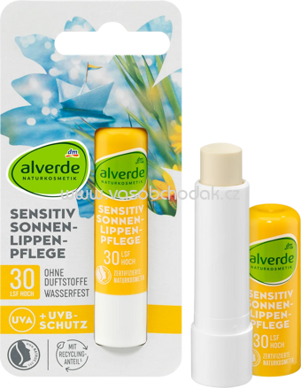 alverde NATURKOSMETIK Lippenpflegestift sensitiv LSF 30, 4,8 g
