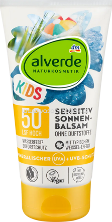 alverde NATURKOSMETIK Sonnenbalsam Kids sensitiv, LSF 50, 150 ml