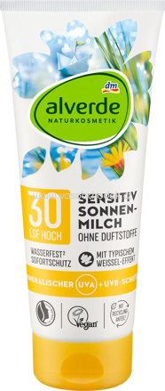 alverde NATURKOSMETIK Sonnenmilch sensitiv, LSF 30, 200 ml