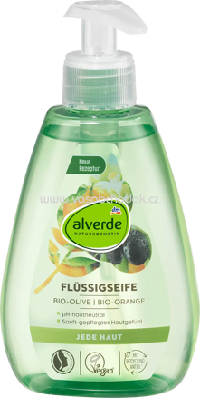 alverde NATURKOSMETIK Flüssigseife Olive, Orange, 300 ml