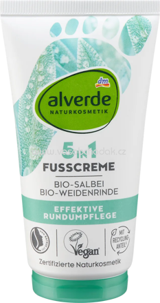 alverde NATURKOSMETIK Fußcreme 5in1 mit Salbei & Weidenrinde, 75 ml