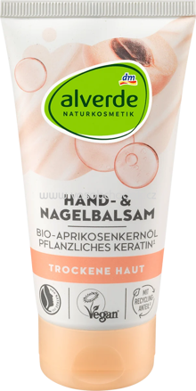 alverde NATURKOSMETIK Hand- und Nagelbalsam Aprikosenkernöl & Pflanzliches Keratin, 75 ml