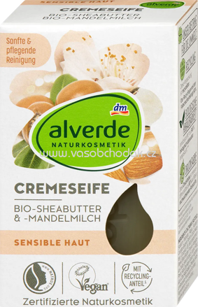 alverde NATURKOSMETIK Seifenstück Cremeseife mit Sheabutter & Mandelmilch, 100 g