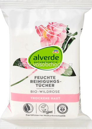 alverde NATURKOSMETIK Feuchte Reinigungstücher Wildrose, 25 St