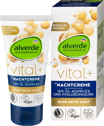 alverde NATURKOSMETIK Nachtcreme Vital +, 50 ml