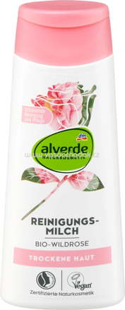 alverde NATURKOSMETIK Reinigungsmilch Wildrose, 200 ml