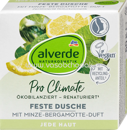 alverde NATURKOSMETIK Festes Duschgel mit Minze-Bergamotte-Duft, 60 g