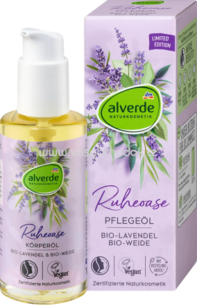 alverde NATURKOSMETIK Körperöl Ruheoase Lavendel, 100 ml