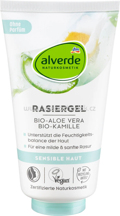 alverde NATURKOSMETIK Rasiergel Aloe Vera, 150 ml
