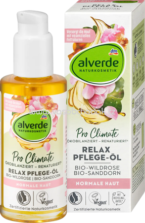 alverde NATURKOSMETIK Relax Pflege-Öl Wildrose, Sanddorn, 100 ml