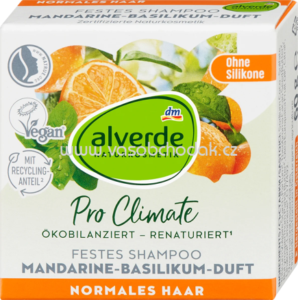 alverde NATURKOSMETIK Festes Shampoo Mandarine-Basilikum, 60g