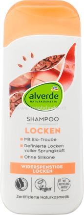 alverde NATURKOSMETIK Shampoo Locken Leinsamen, Traube, 200 ml